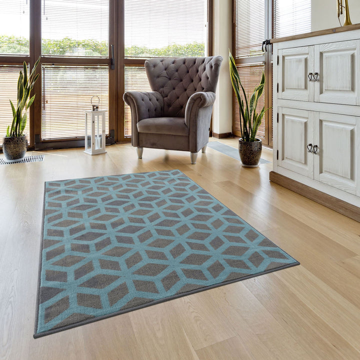 Gustavo Collection Modern Rugs in Duck egg Blue | 3222d