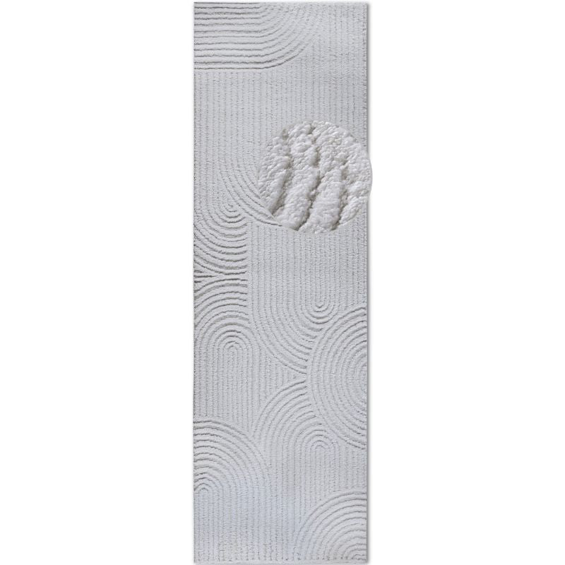 High Pile White Rug Chappe – Soft Geometric