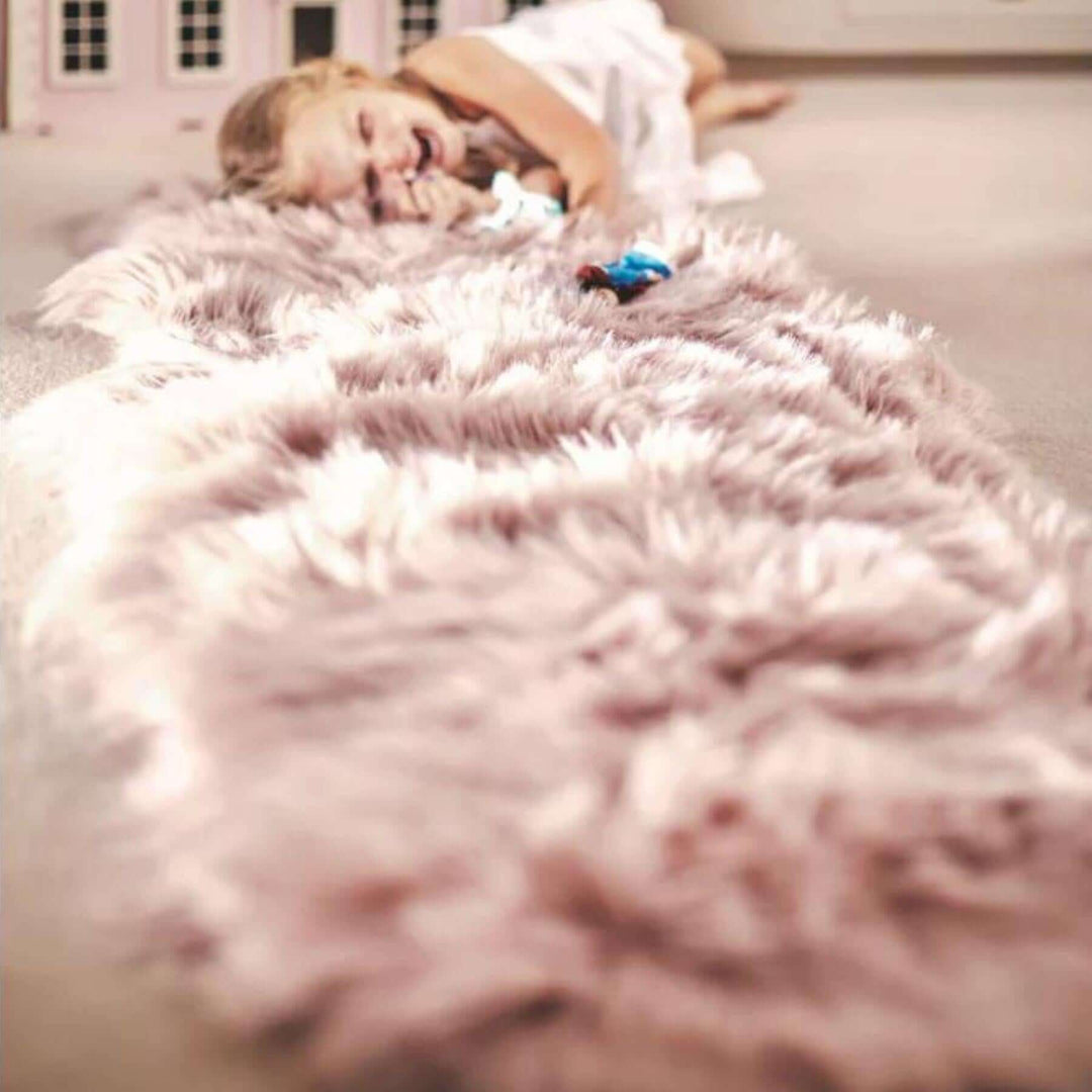 Genuine Rose Sheepskin Faux Fur Rug | Luxurious Home Decor