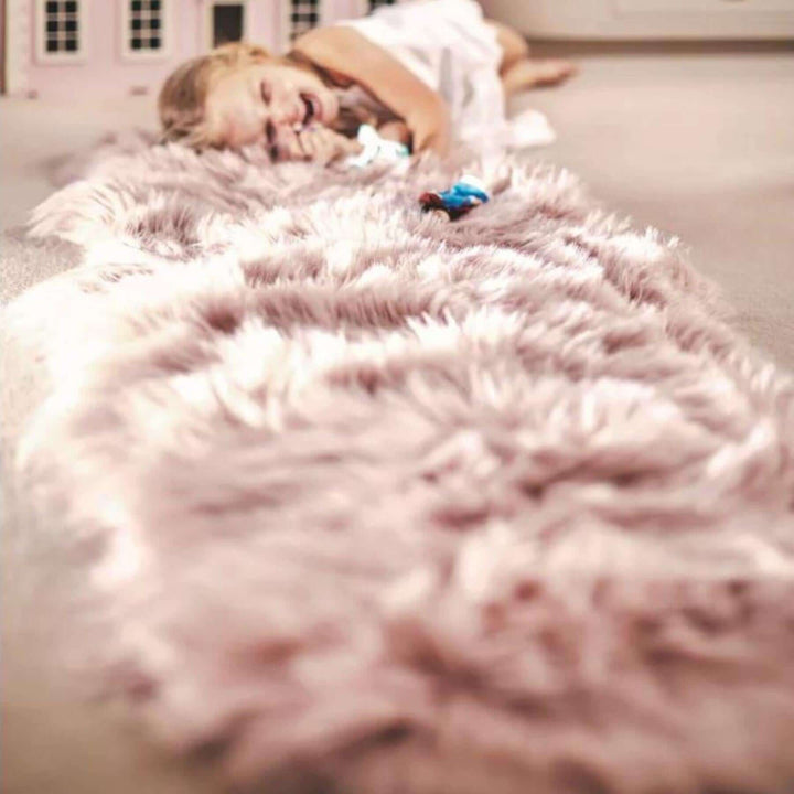 Genuine Rose Sheepskin Faux Fur Rug | Luxurious Home Decor