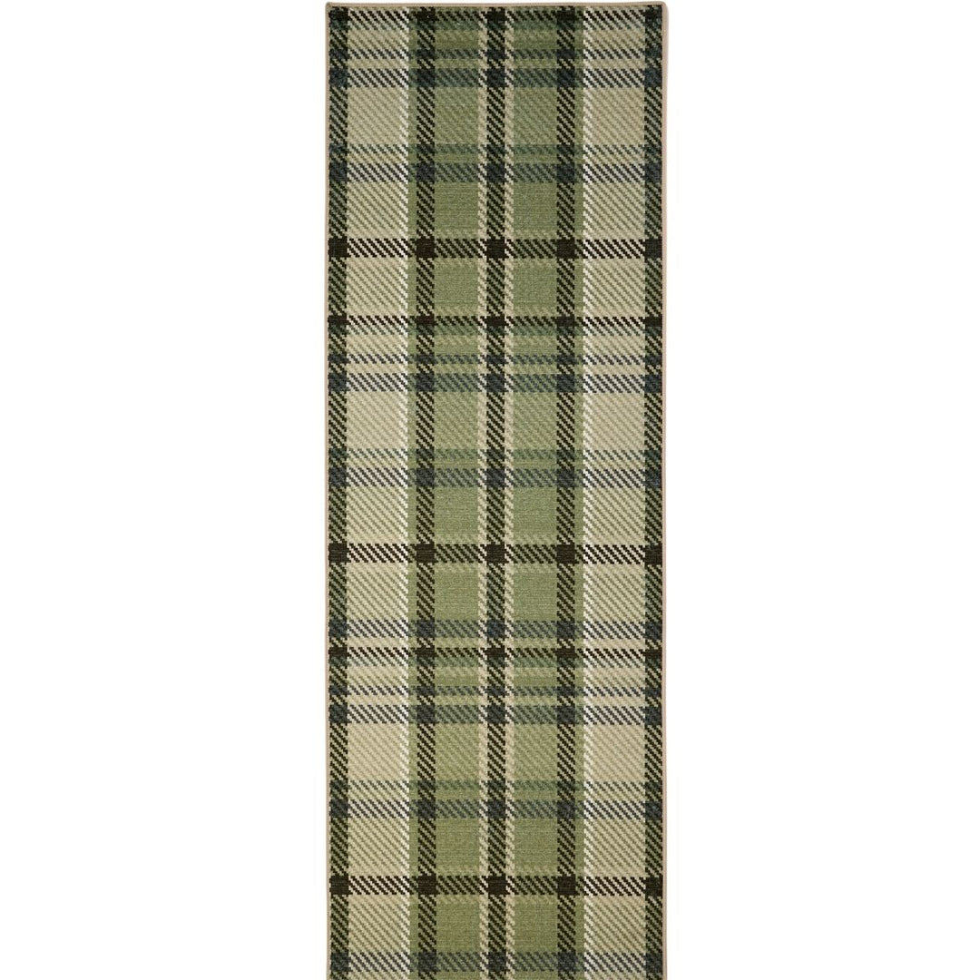 Eco-Washable Green Plaid Rug