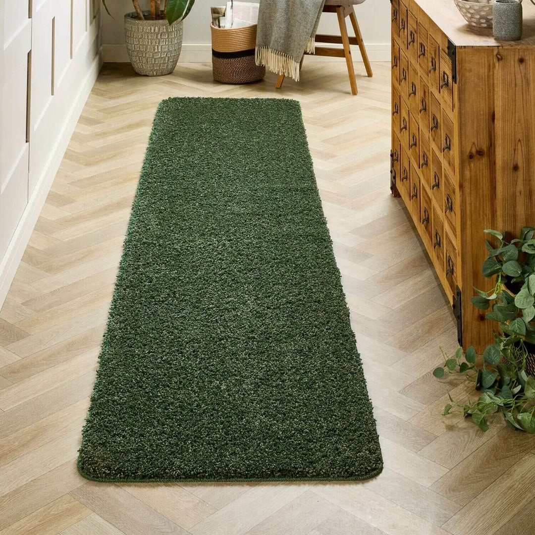Washable Forest Green Shaggy Rug | British-Made | The Rugs