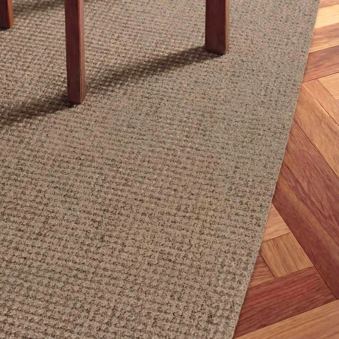 Brown carpet transitioning to wooden flooring