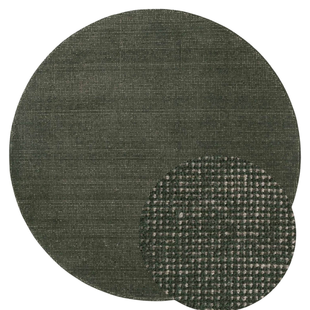 Two green circular samples with different textures on a white background