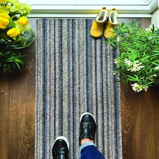 Grey Striped Design Mat with the environment