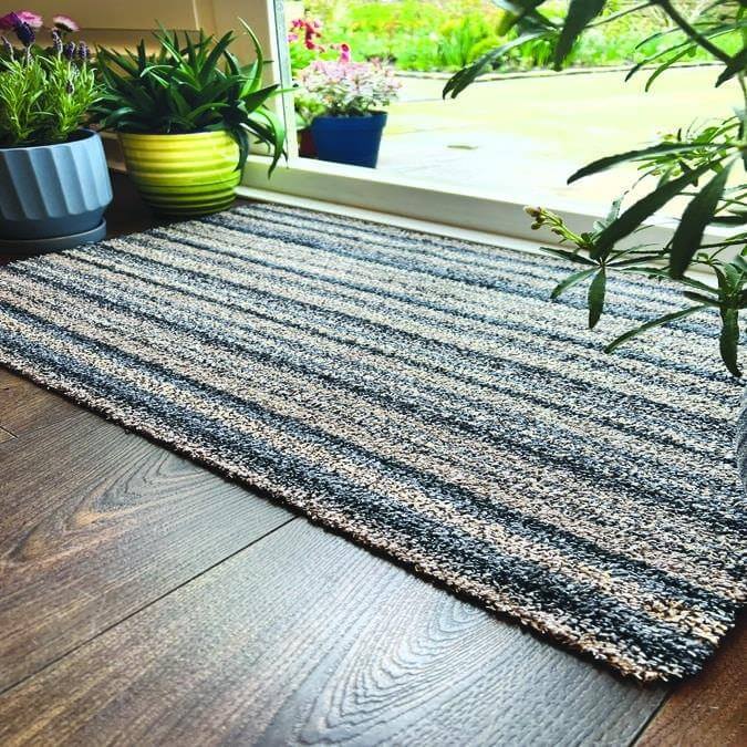 Grey Striped Design Mat with the environment