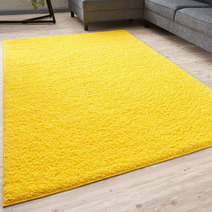 Premium Shaggy Rug Plain Yellow Rectangle Shape | The Rugs