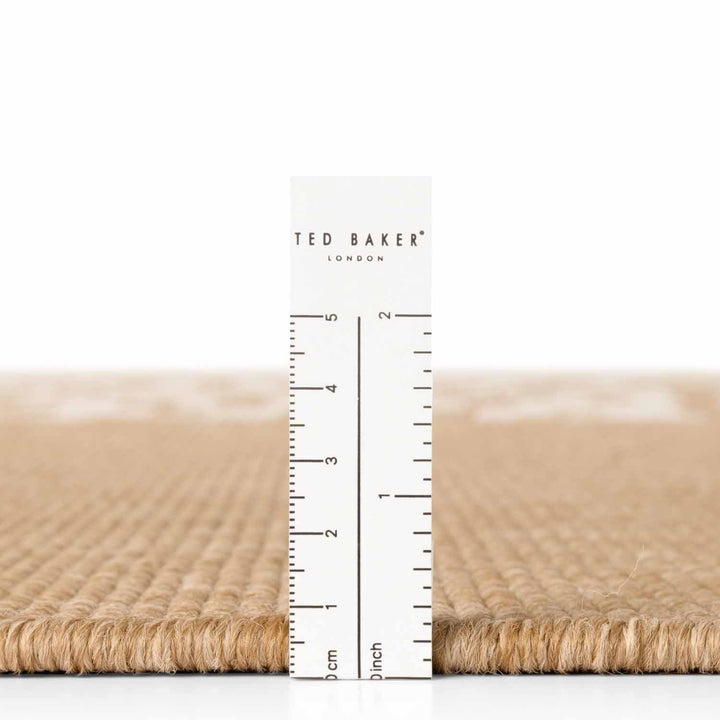 Beige rug with a ruler for scale, featuring Ted Baker London branding.
