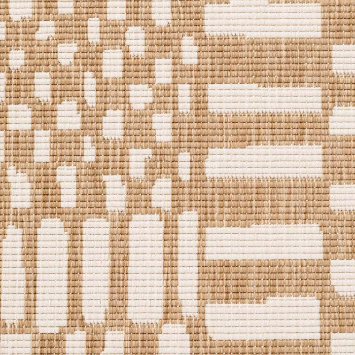 Textured fabric pattern with alternating beige and white rectangles