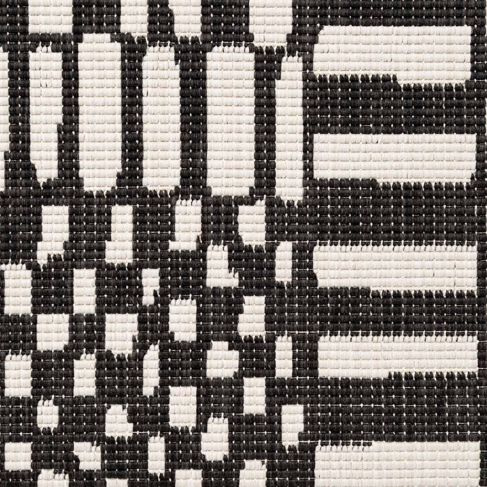 Close-up of a black and white geometric patterned fabric