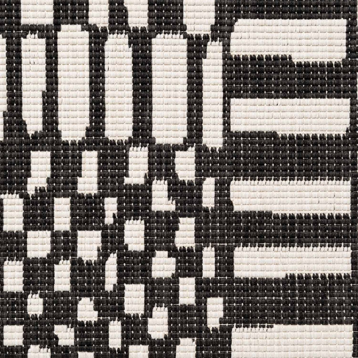 Close-up of a black and white geometric patterned fabric