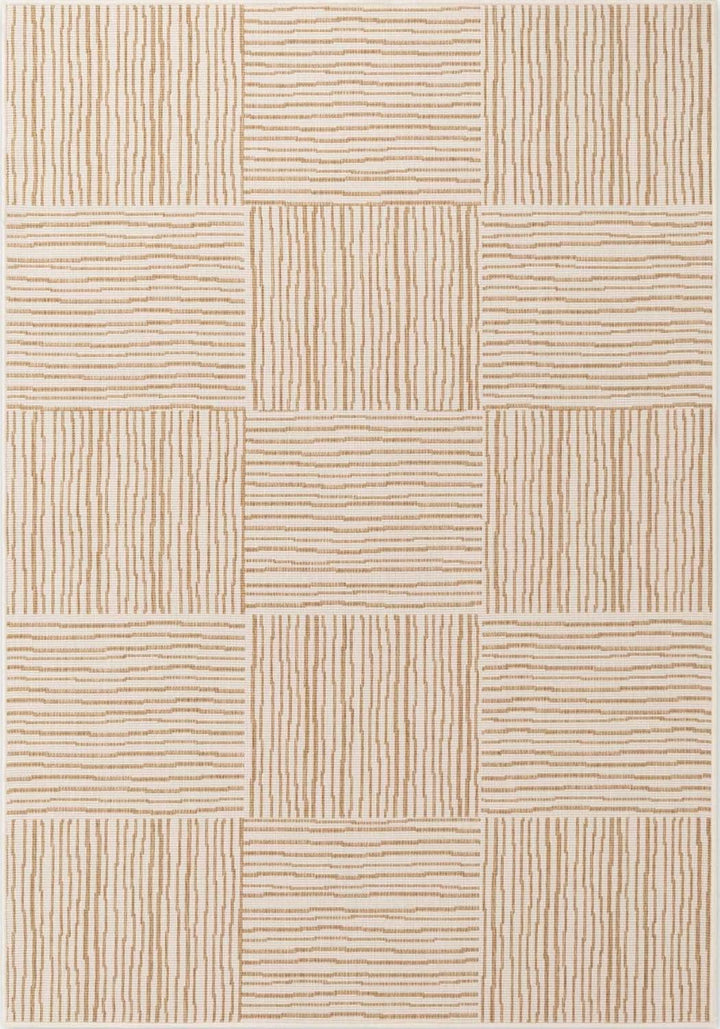 Beige and brown checkered patterned rug