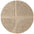 Round beige rug with a textured surface on a white background