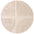 Round beige rug with a textured surface on a white background
