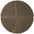 Round brown bath mat with textured surface on a white background