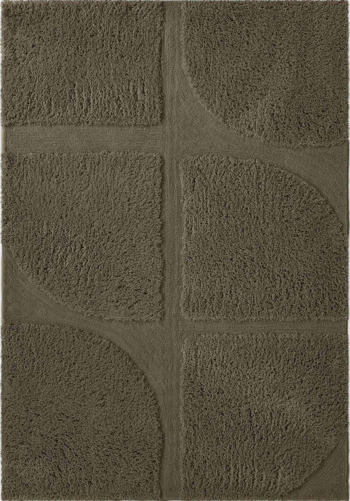 Brown textured square patterned rug
