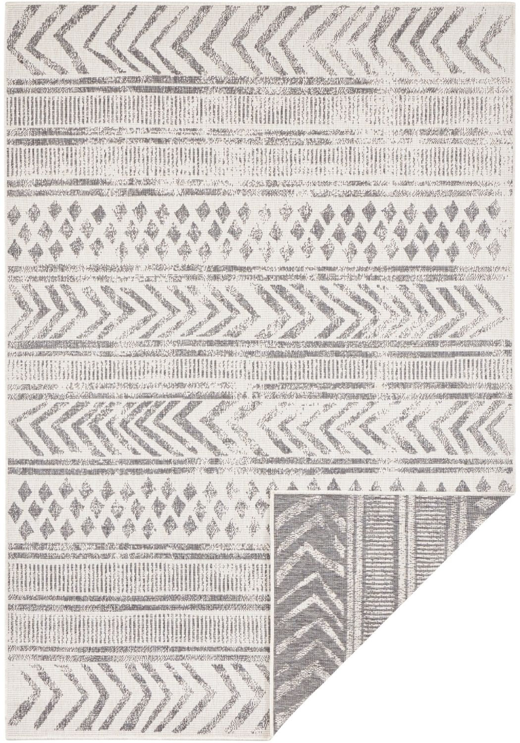 Indoor-Outdoor Reversible Geometric Grey Rug