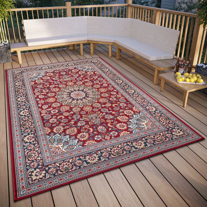 The Rugs Kadi Indoor Outdoor Rug Red Blue - Quality Comfort