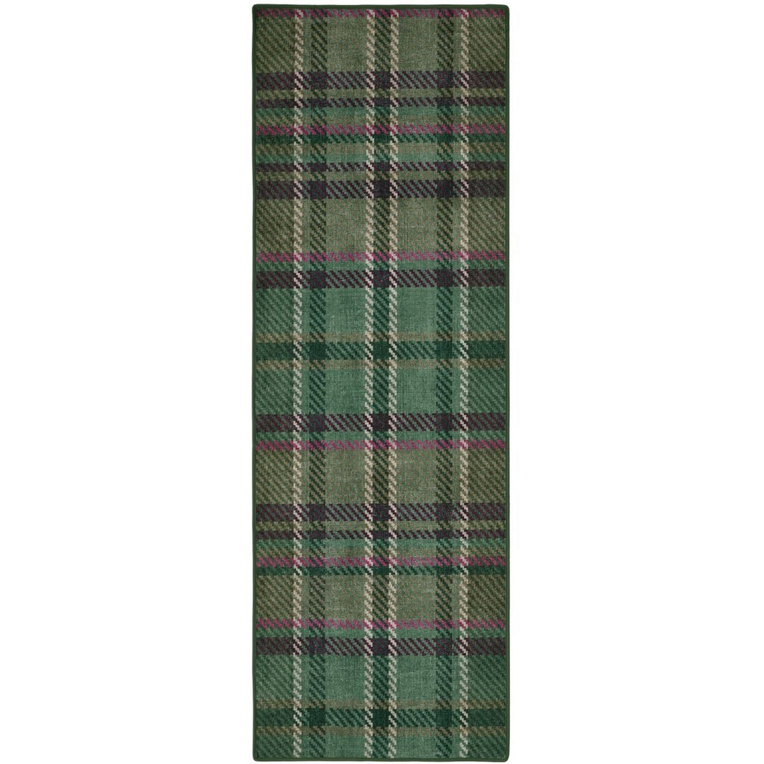 Eco-Washable Green Plaid Rug