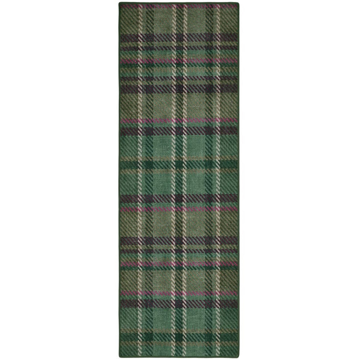 Eco-Washable Green Plaid Rug