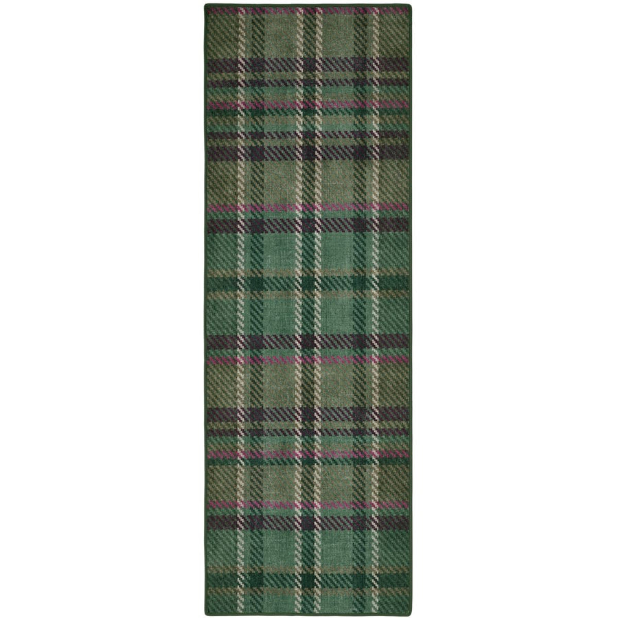 Eco-Washable Green Plaid Rug