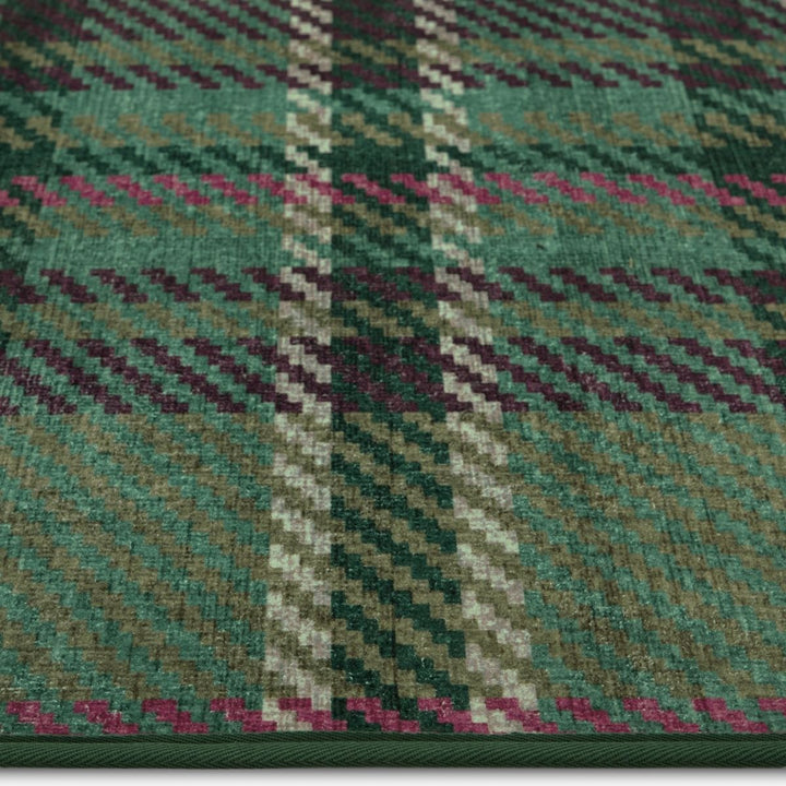 Eco-Washable Green Plaid Rug