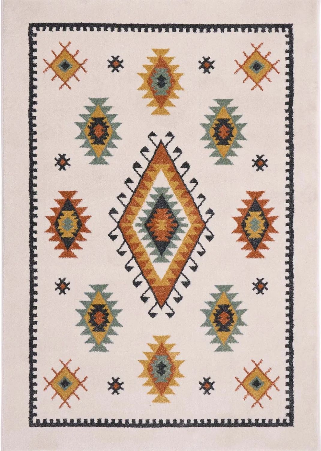 Rug with geometric pattern on a beige background