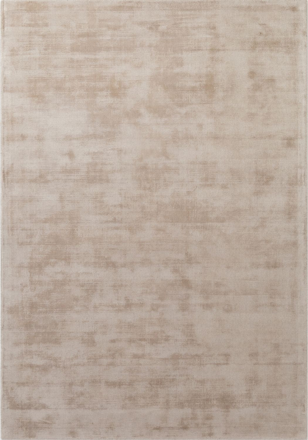 Beige area rug with a subtle pattern on a plain background