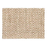 Beige and brown chevron patterned rug on a white background