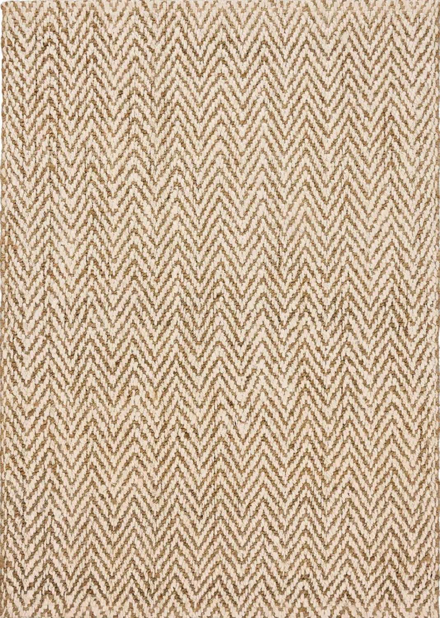 Beige and brown herringbone patterned rug