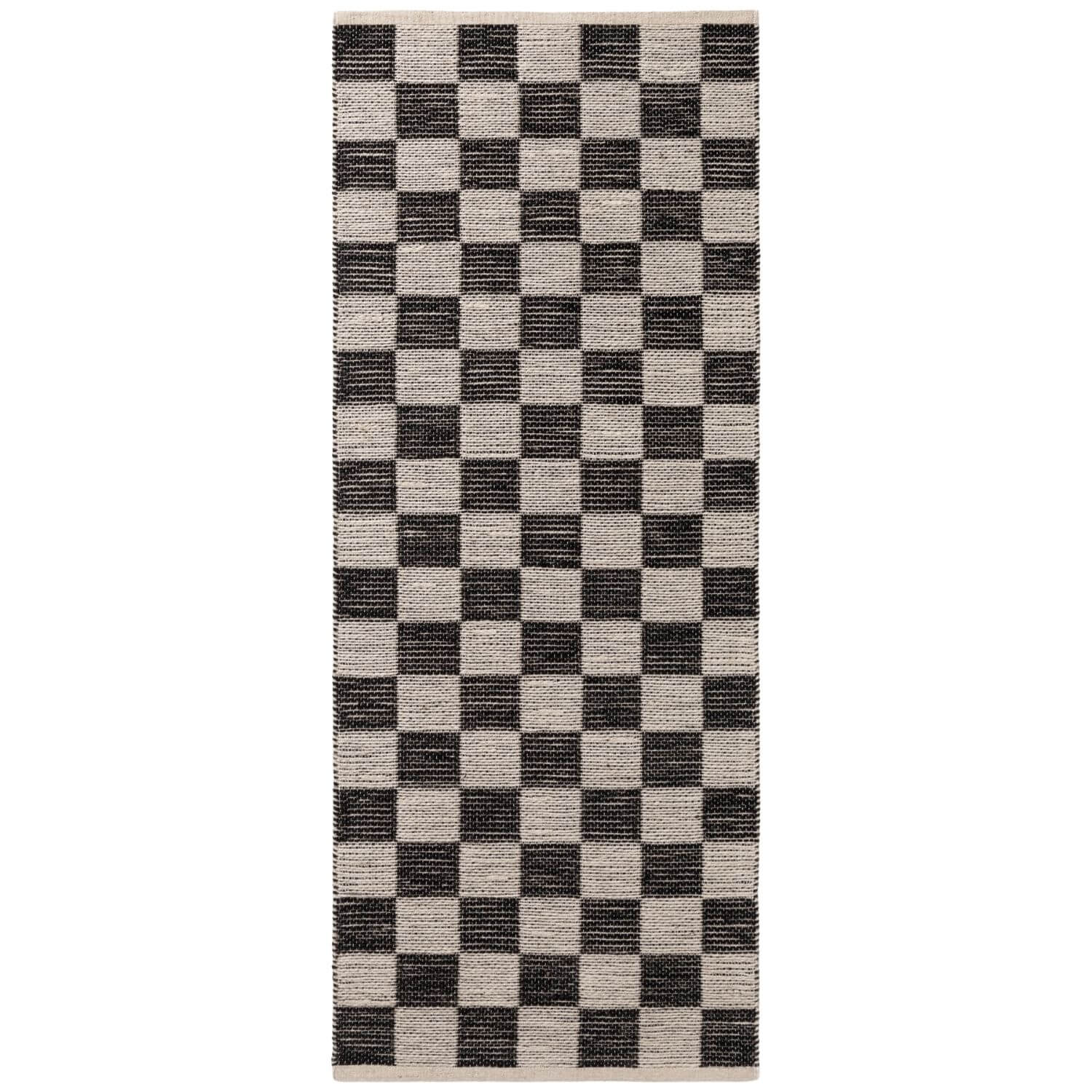Handloom Jute Rug Natural White Black, Reversible, Long-lasting, checkerboard design.