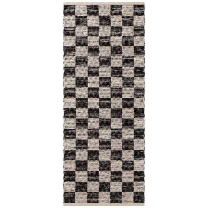 Handloom Jute Rug Natural White Black, Reversible, Long-lasting, checkerboard design.