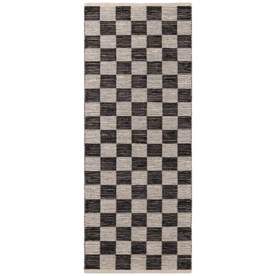 Handloom Jute Rug Natural White Black, Reversible, Long-lasting, checkerboard design.