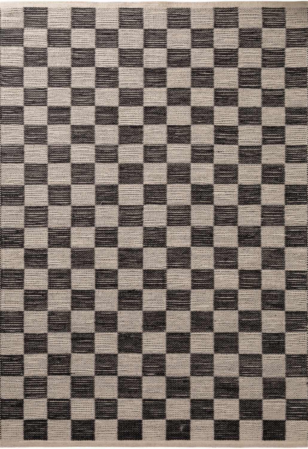 Handloom Jute Rug Natural White Black, Reversible, Long-lasting, checkerboard design.