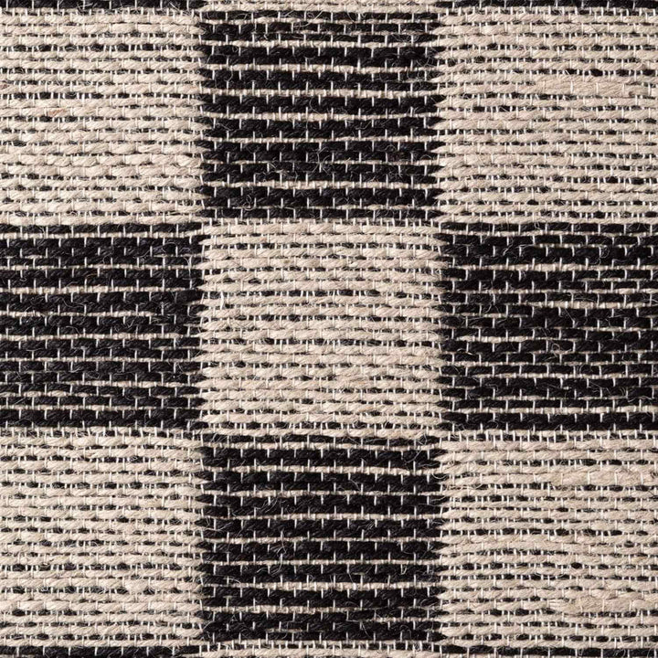 Handloom Jute Rug Natural White Black, Reversible, Long-lasting, checkerboard design.