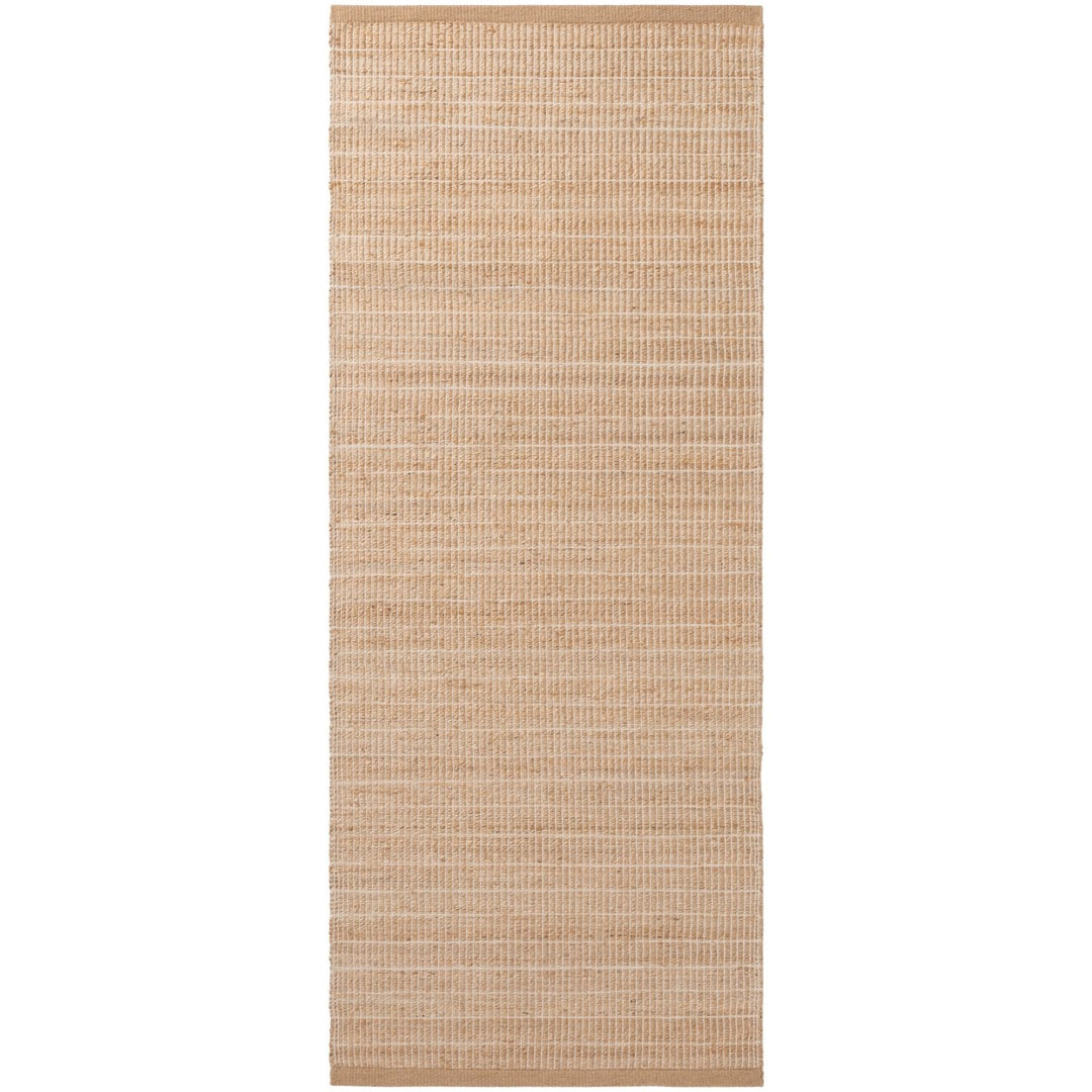 Beige woven mat on a white background