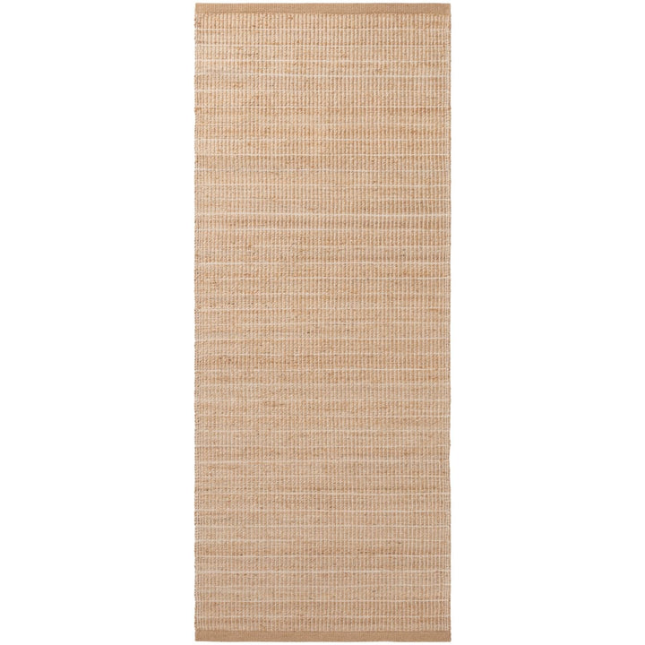 Beige woven mat on a white background