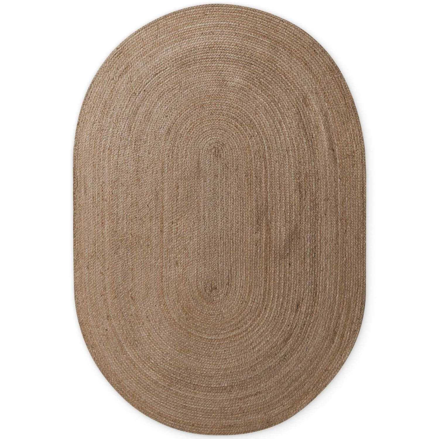 Braided Jute Rug Oval Rangpur Natural Grey Brown