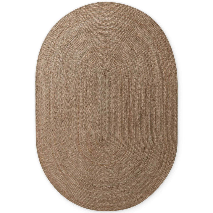 Braided Jute Rug Oval Rangpur Natural Grey Brown