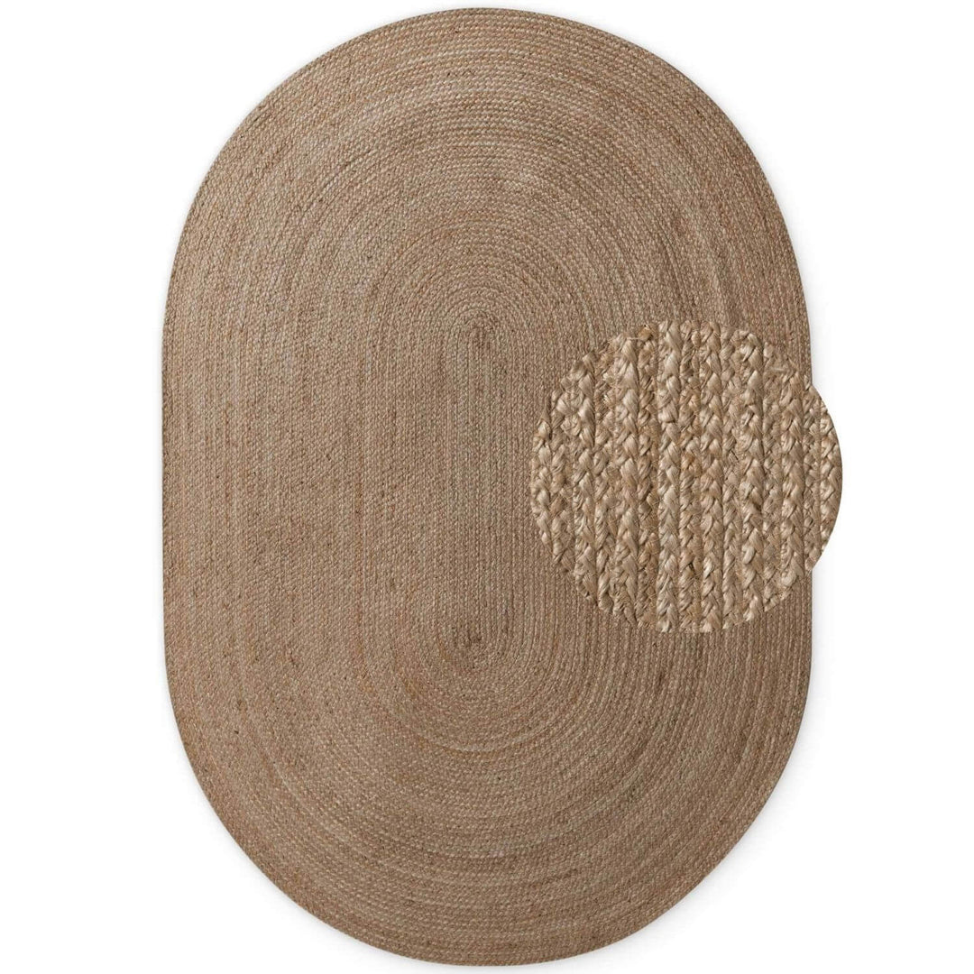 Braided Jute Rug Oval Rangpur Natural Grey Brown