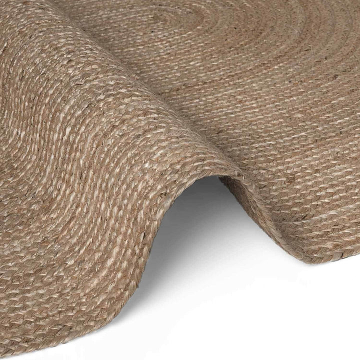 Braided Jute Rug Oval Rangpur Natural Grey Brown