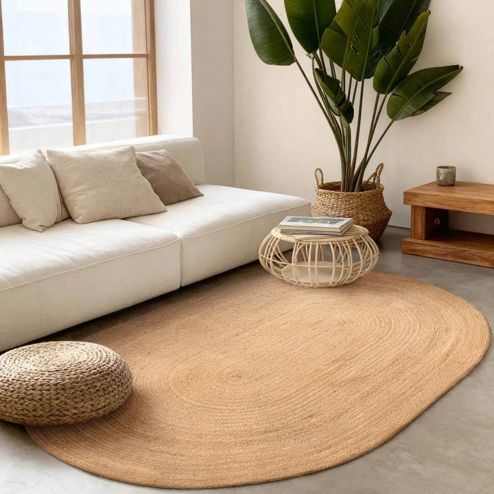 Braided Jute Rug Oval Rangpur Natural Gold