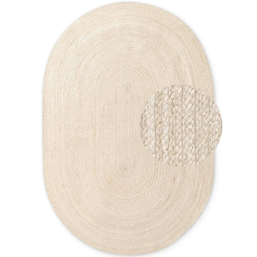 Braided Jute Rug Oval Rangpur Natural Ivory