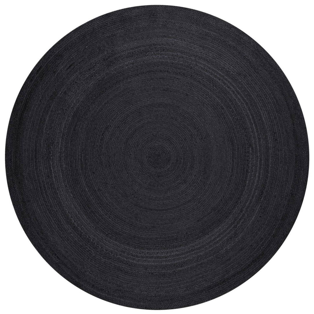 Braided Jute Rug Round Rangpur Black