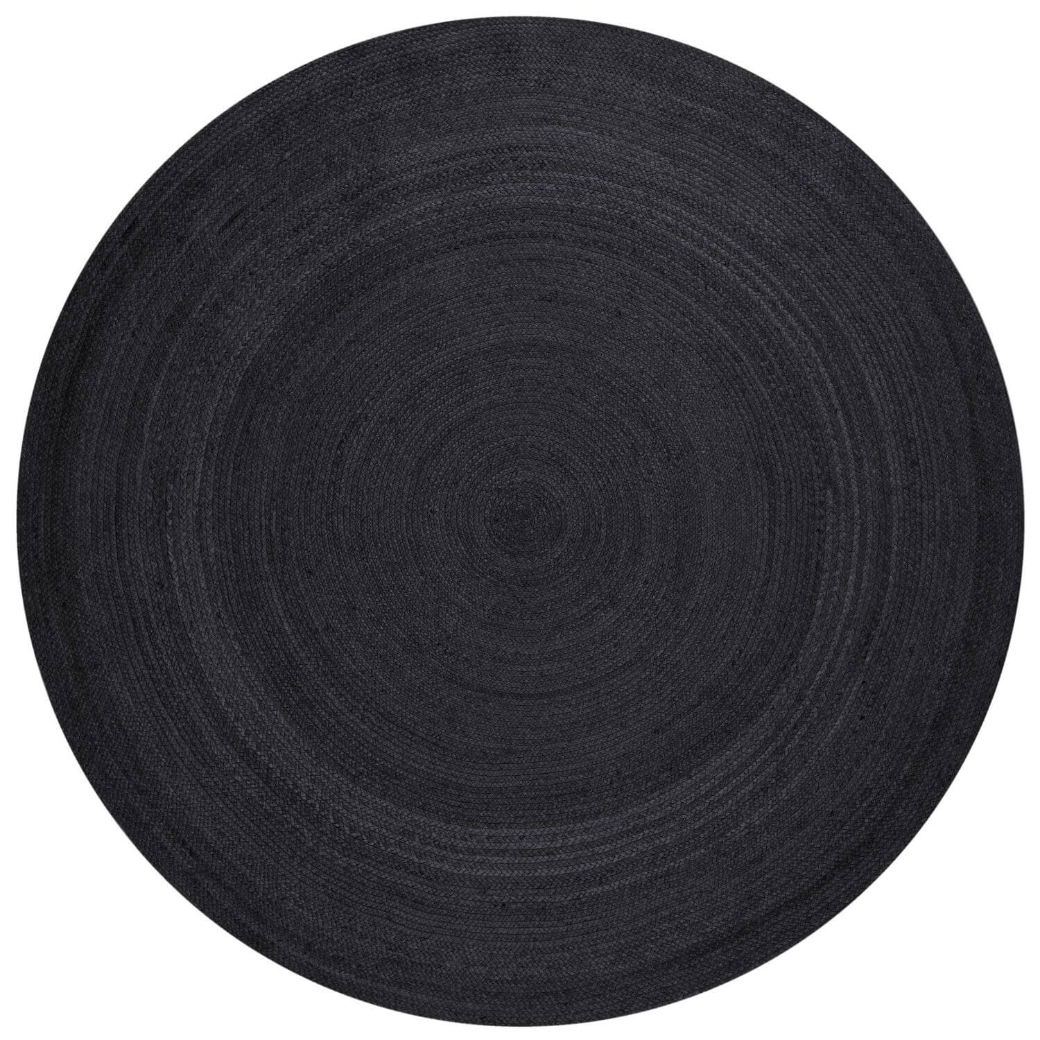 Braided Jute Rug Round Rangpur Black