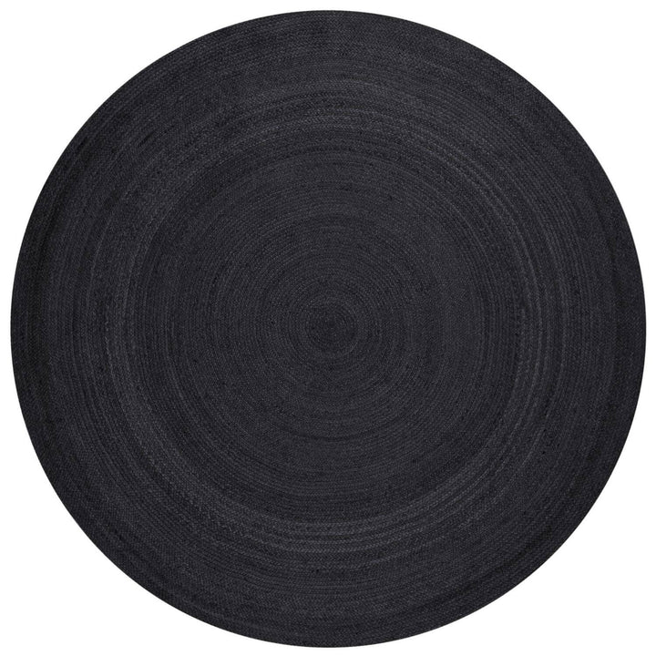 Braided Jute Rug Round Rangpur Black