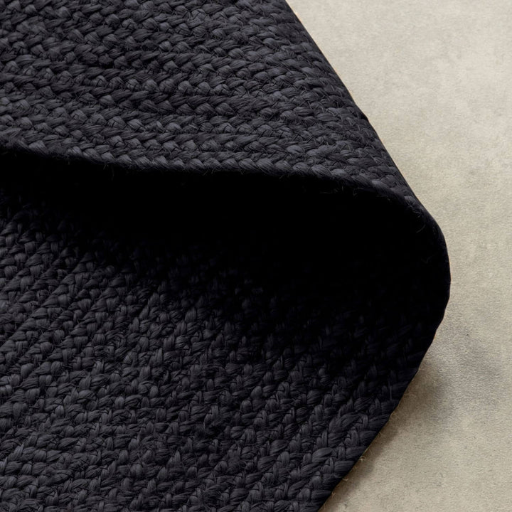 Braided Jute Rug Round Rangpur Black