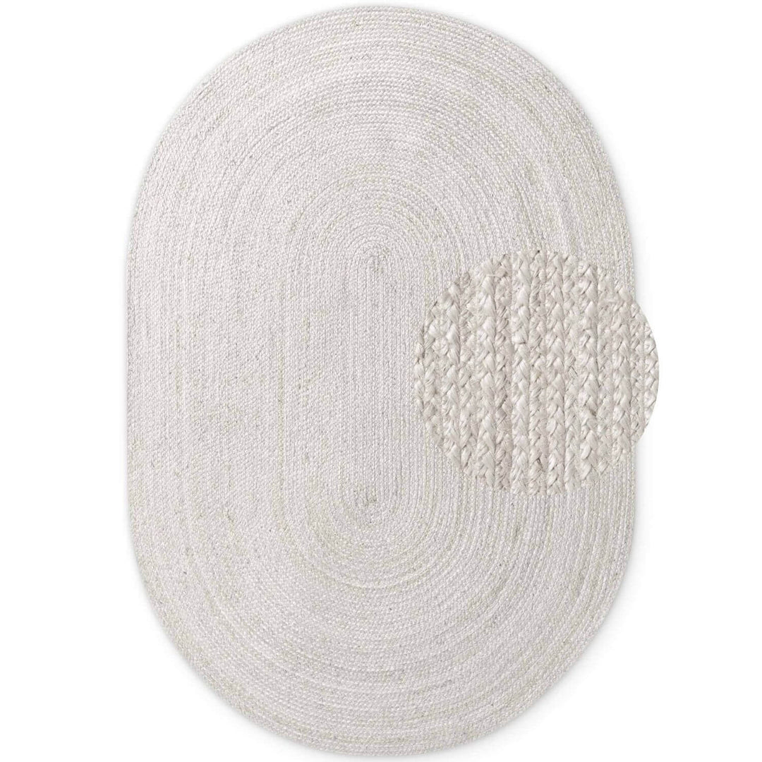 Braided Jute Rug Round Rangpur White