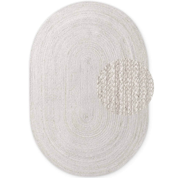 Braided Jute Rug Round Rangpur White