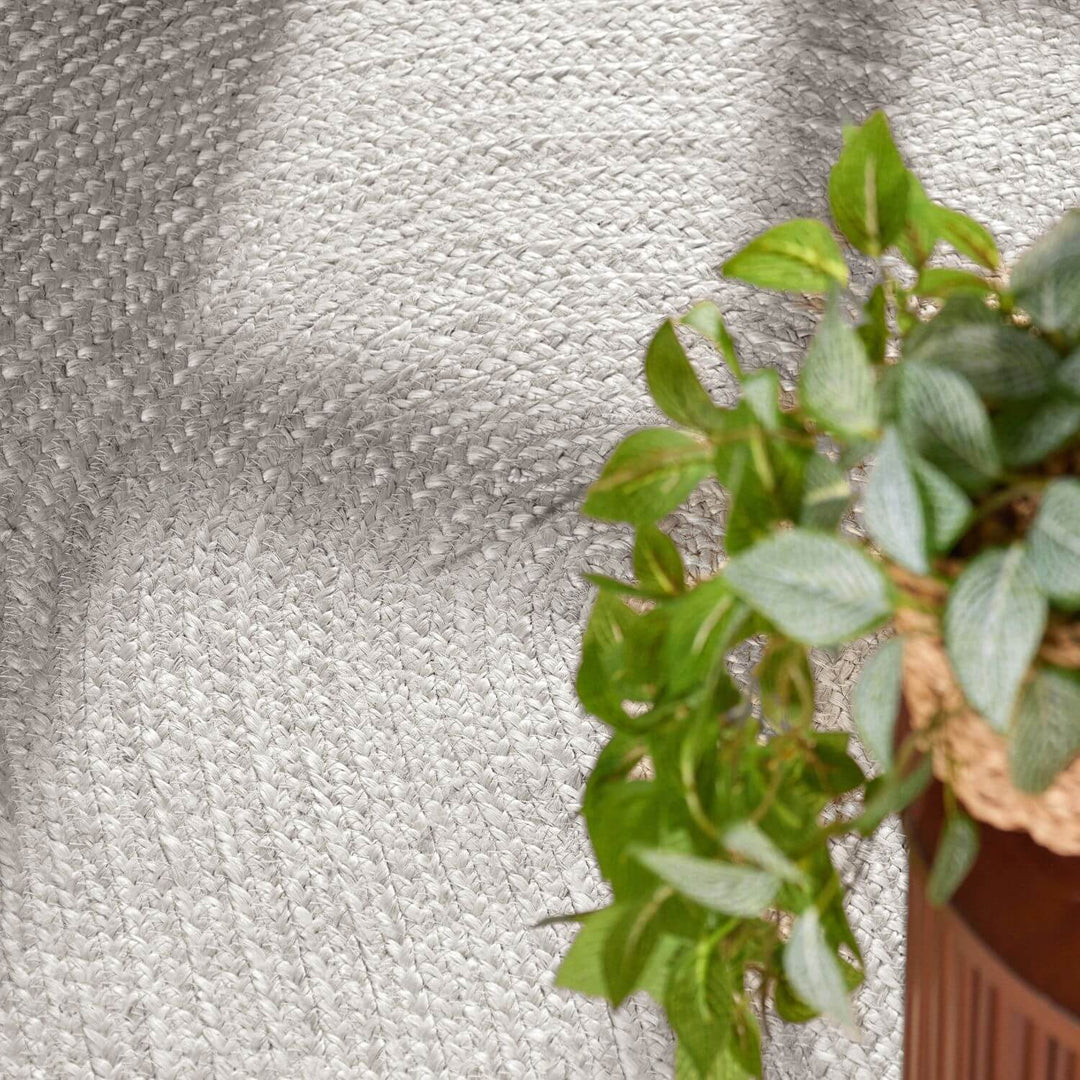 Braided Jute Rug Round Rangpur White